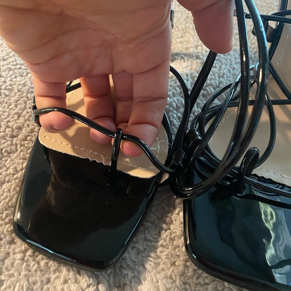 SOLD Black Mule square toe heels - Picture 2 of 4